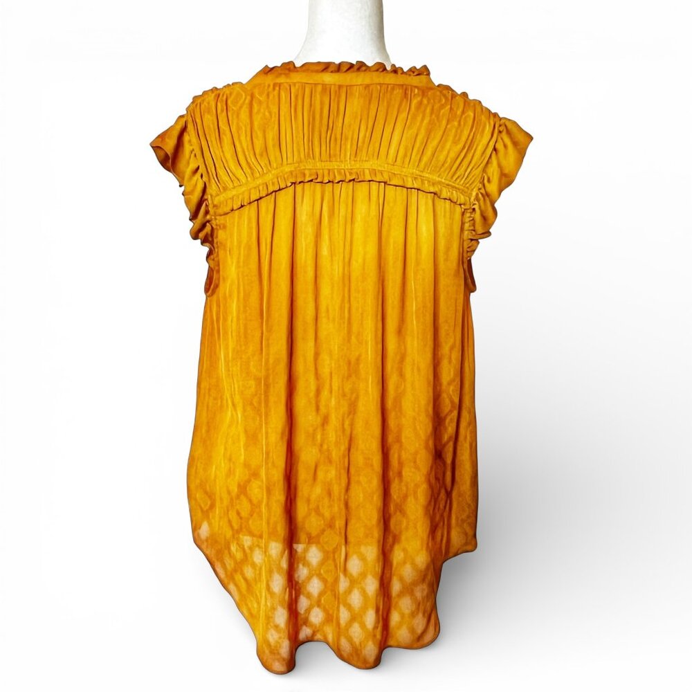 Anthro Maeve Saffron Boho Peasant Top Saffron Gold Flowy Summer Coquette Sz M - Picture 2 of 12